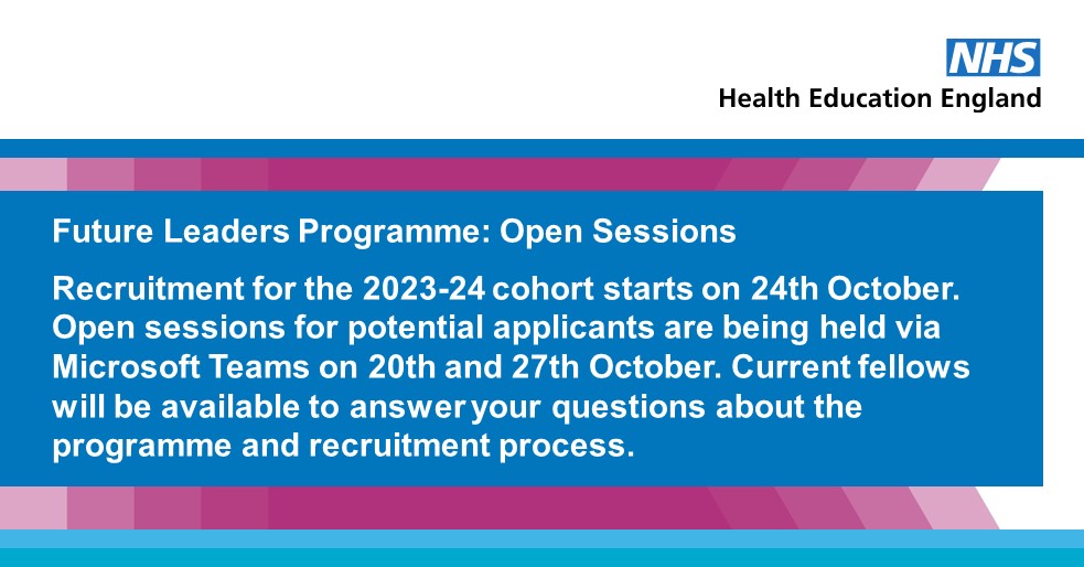 Recruitment for the 2023-24 cohort starts on 24th October. Open sessions for potential applicants are being held via Microsoft Teams on 20th and 27th October. Current fellows will be available to answer your questions about the programme and recruitment process.